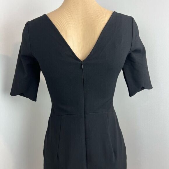 Office Little Black Dress Low Back Stretch Workwear Size XS Cocktail Midi - Picture 3 of 15